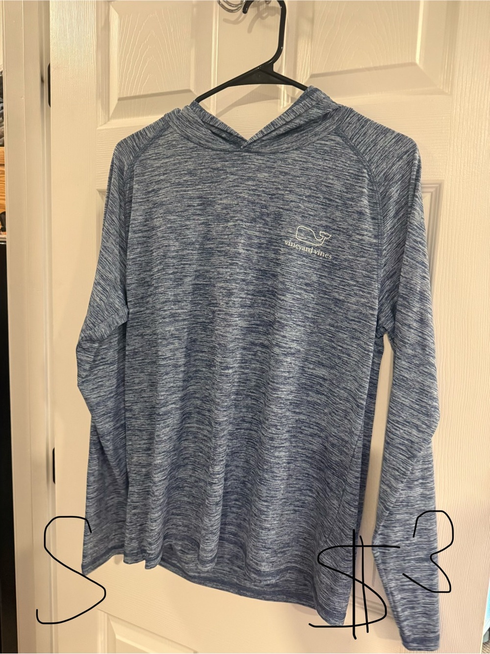 Vineyard Vines Heathered Blue Performance Hooded Long Sleeve